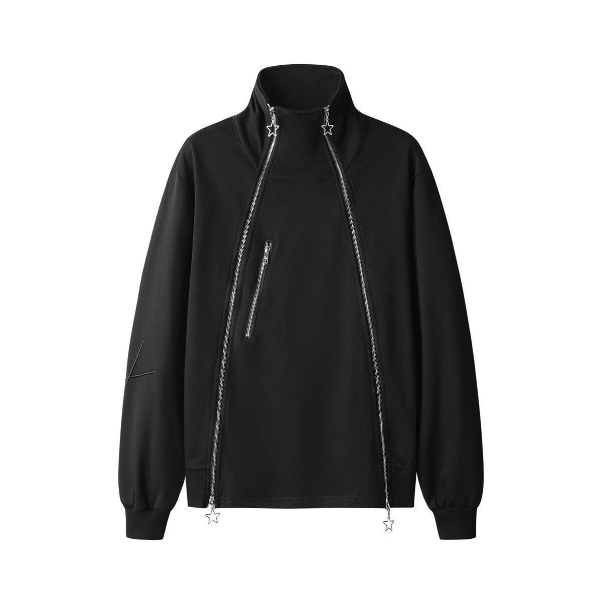 Unisex Half Turtleneck Double Zipper Sweatshirt