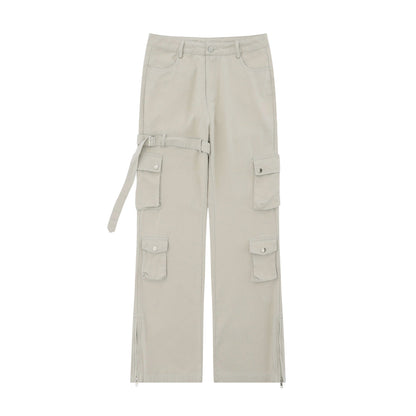 Unisex 2 Colors Black and Beige Streamer Overalls Trousers