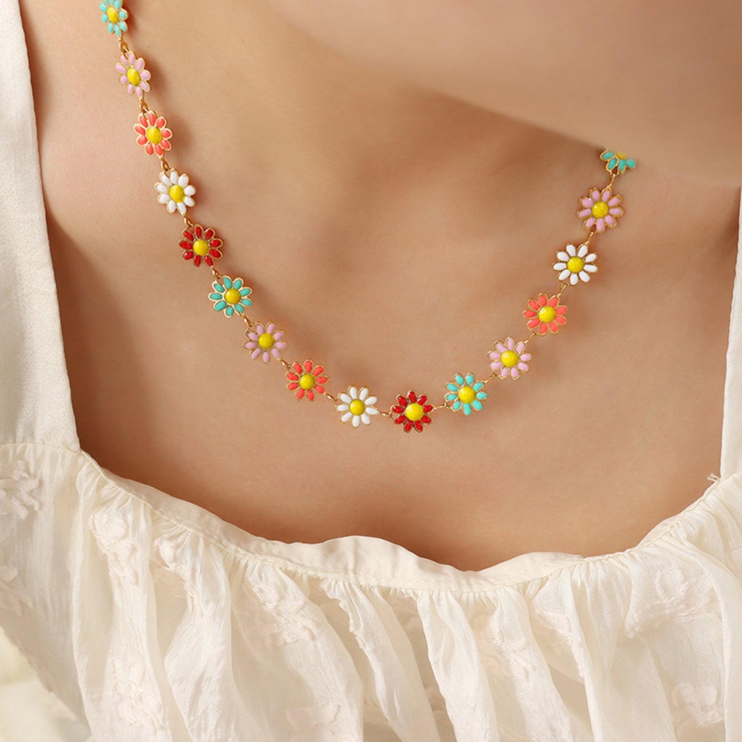 Colorful Sunflower Necklace and Bracelet/Waterproof