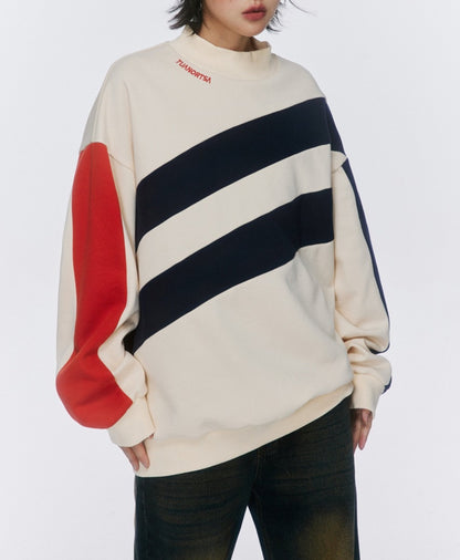 Patchwork Contrasting Color Top Pullover Sweatshirt