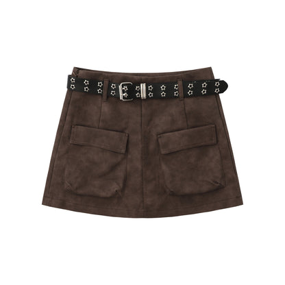 A Line PU leather skirt