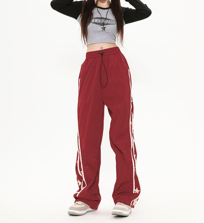 Unisex Straight-leg Casual Pants with Zipper Strips
