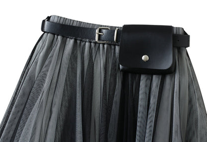 Mesh Tulle Skirt With Small Waist Bag