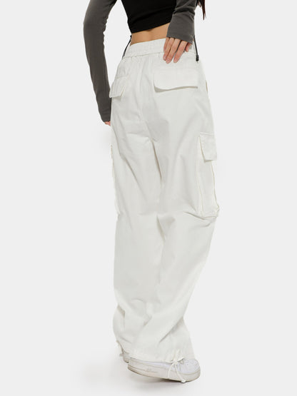 Unisex Large Pocket White Cargo Pants