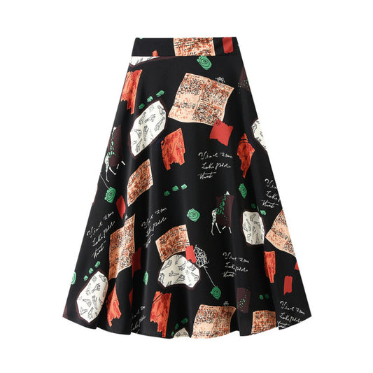 Retro Chiffon Floral A-line Skirt